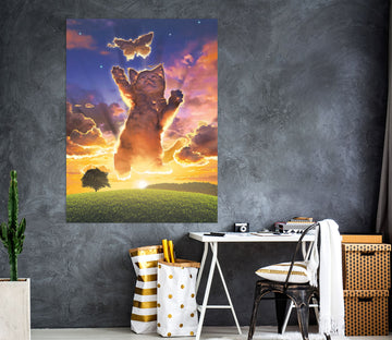 3D Cloud Kitten Sunset 024 Vincent Hie Wall Sticker