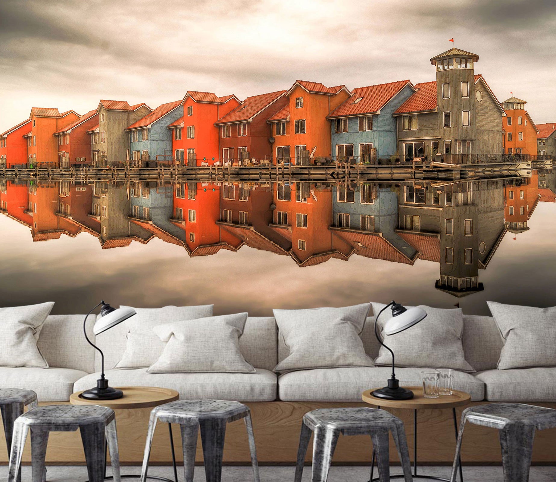 3D House River Shadow 10875 Alius Herb Wall Mural Wall Murals