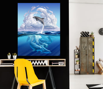 3D Dolphin Play 032 Jerry LoFaro Wall Sticker