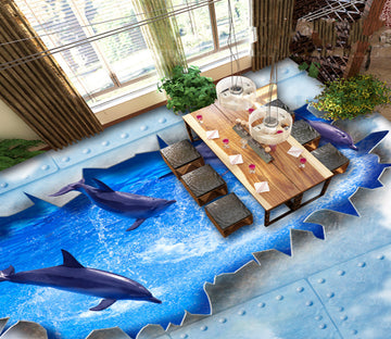 3D Free Dolphin 486 Floor Mural  Wallpaper Murals Rug & Mat Print Epoxy waterproof bath floor