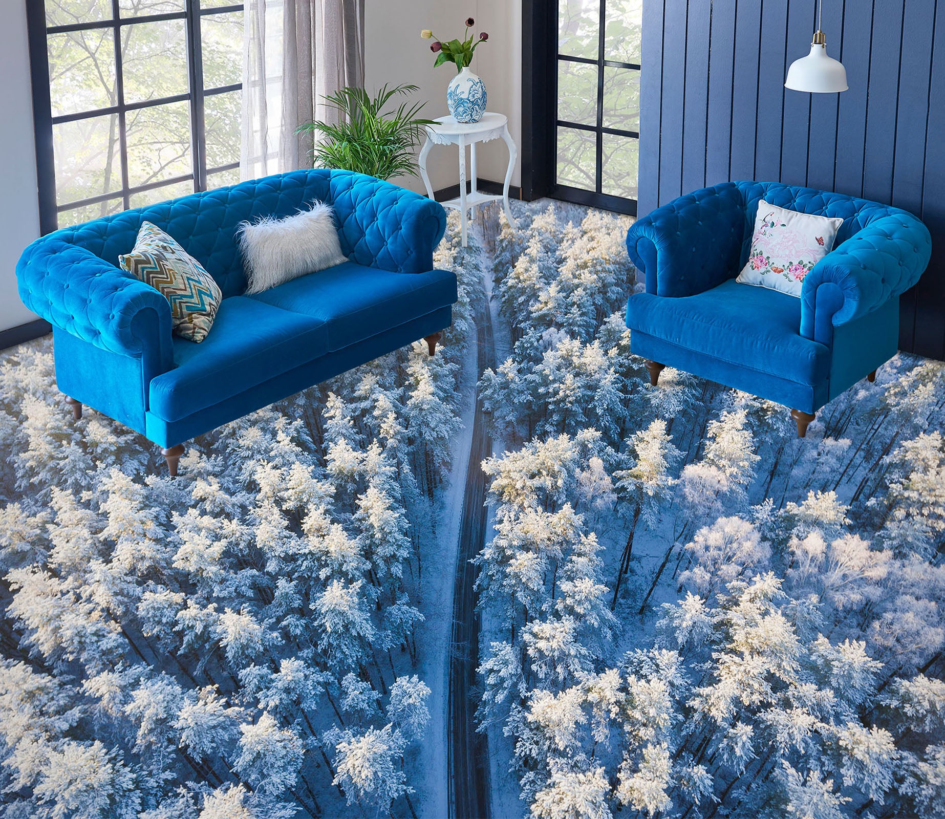 3D Snow Forest 071 Floor Mural  Wallpaper Murals Rug & Mat Print Epoxy waterproof bath floor