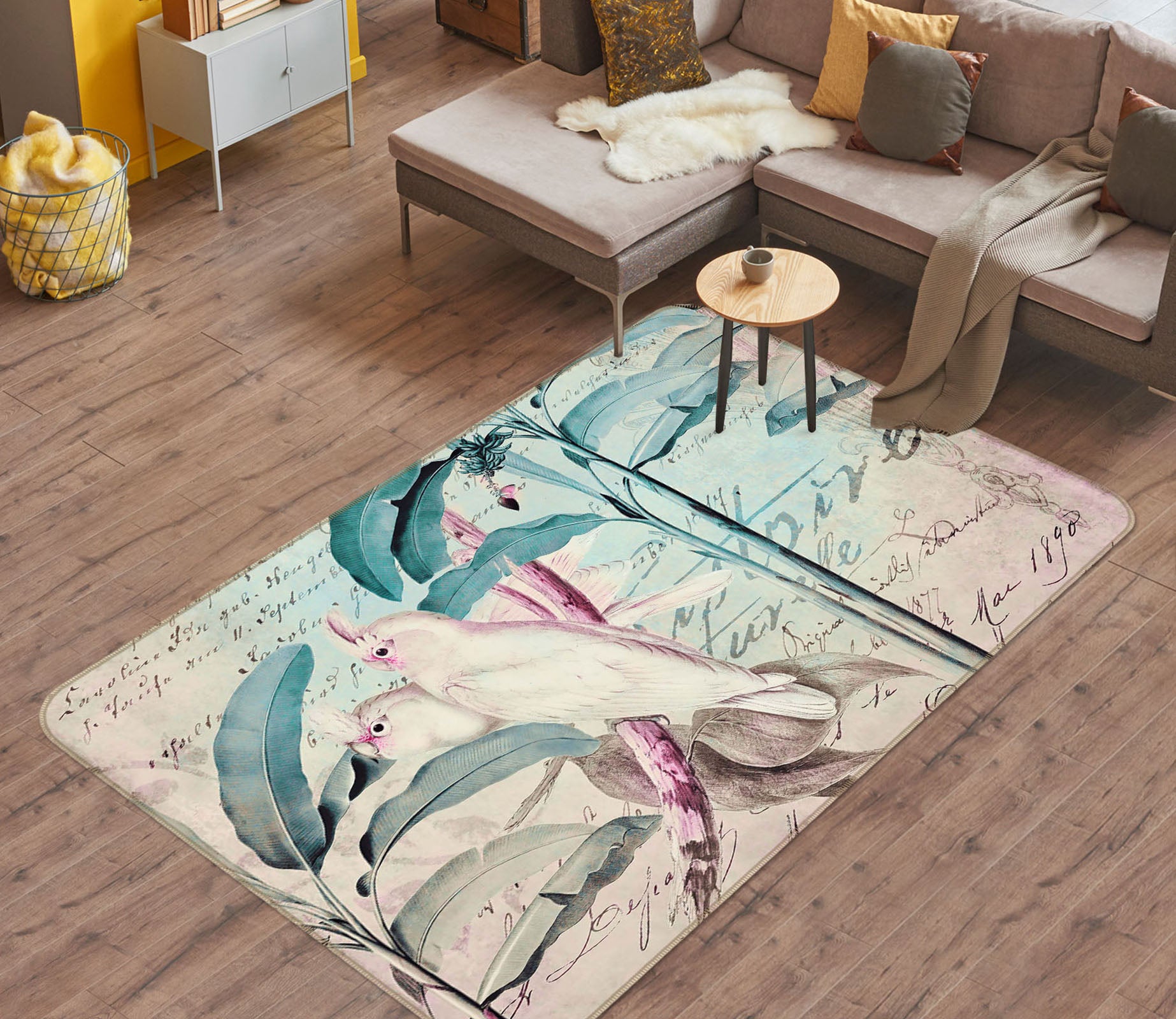 3D White Parrot 1033 Andrea haase Rug Non Slip Rug Mat