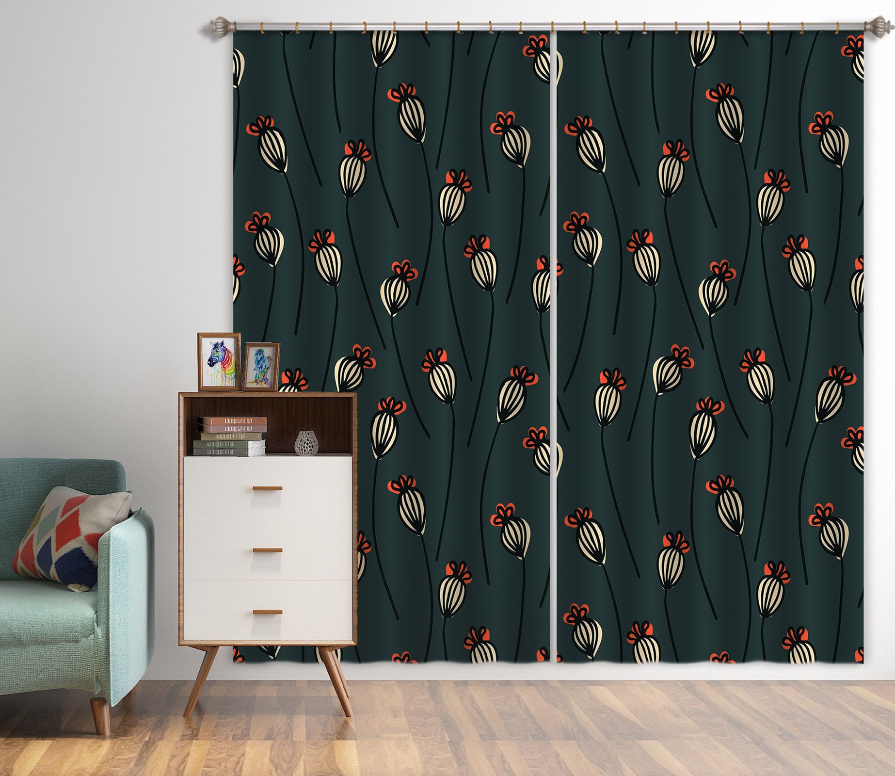 3D Flower Vine 11199 Kashmira Jayaprakash Curtain Curtains Drapes