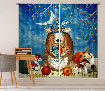 3D Bear Mushroom 171 Uta Naumann Curtain Curtains Drapes