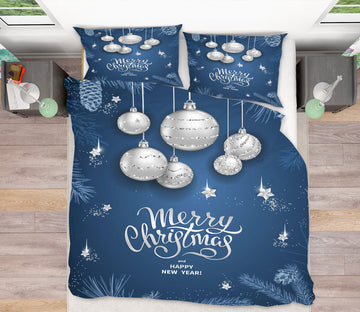 3D White Ball 52174 Christmas Quilt Duvet Cover Xmas Bed Pillowcases