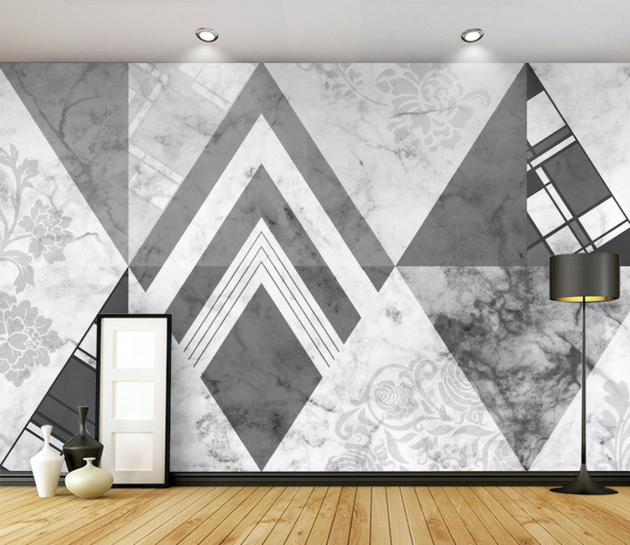 3D Black Geometry WG274 Wall Murals