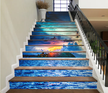3D The Other Side Of Sea Blue 632 Stair Risers