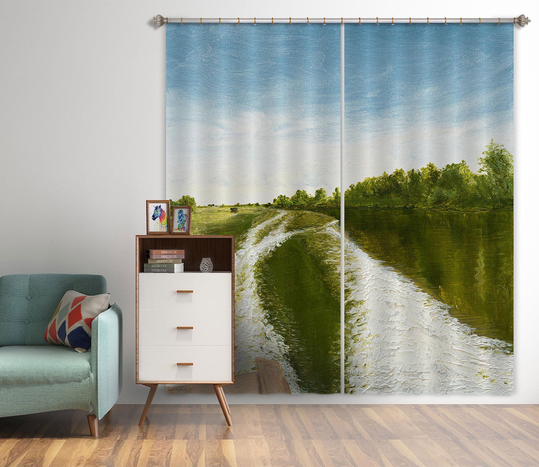3D Lakeside Trees 1707 Marina Zotova Curtain Curtains Drapes