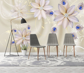 3D Blue Petals 1492 Wall Murals