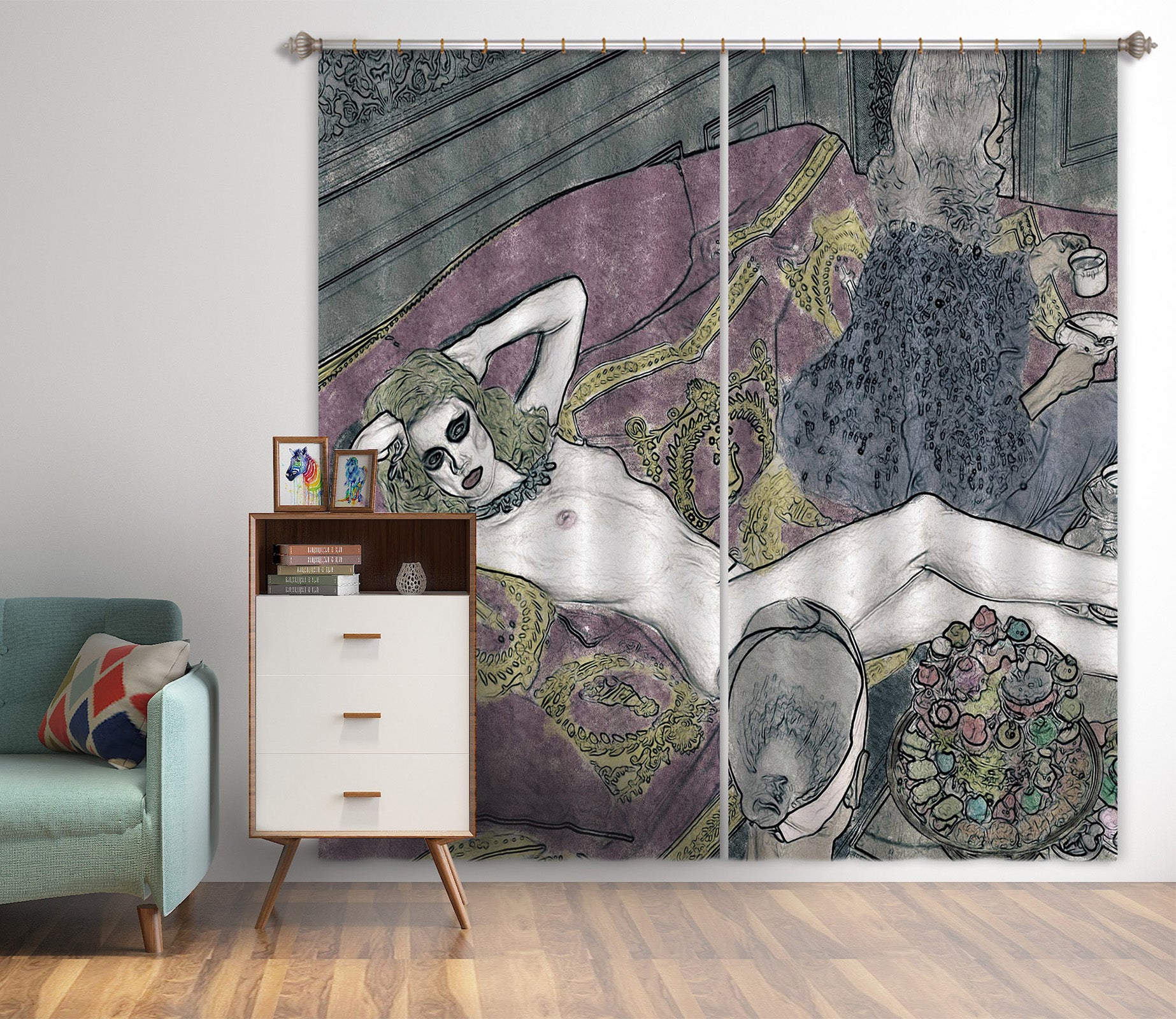 3D Garden Girl 047 Marco Cavazzana Curtain Curtains Drapes