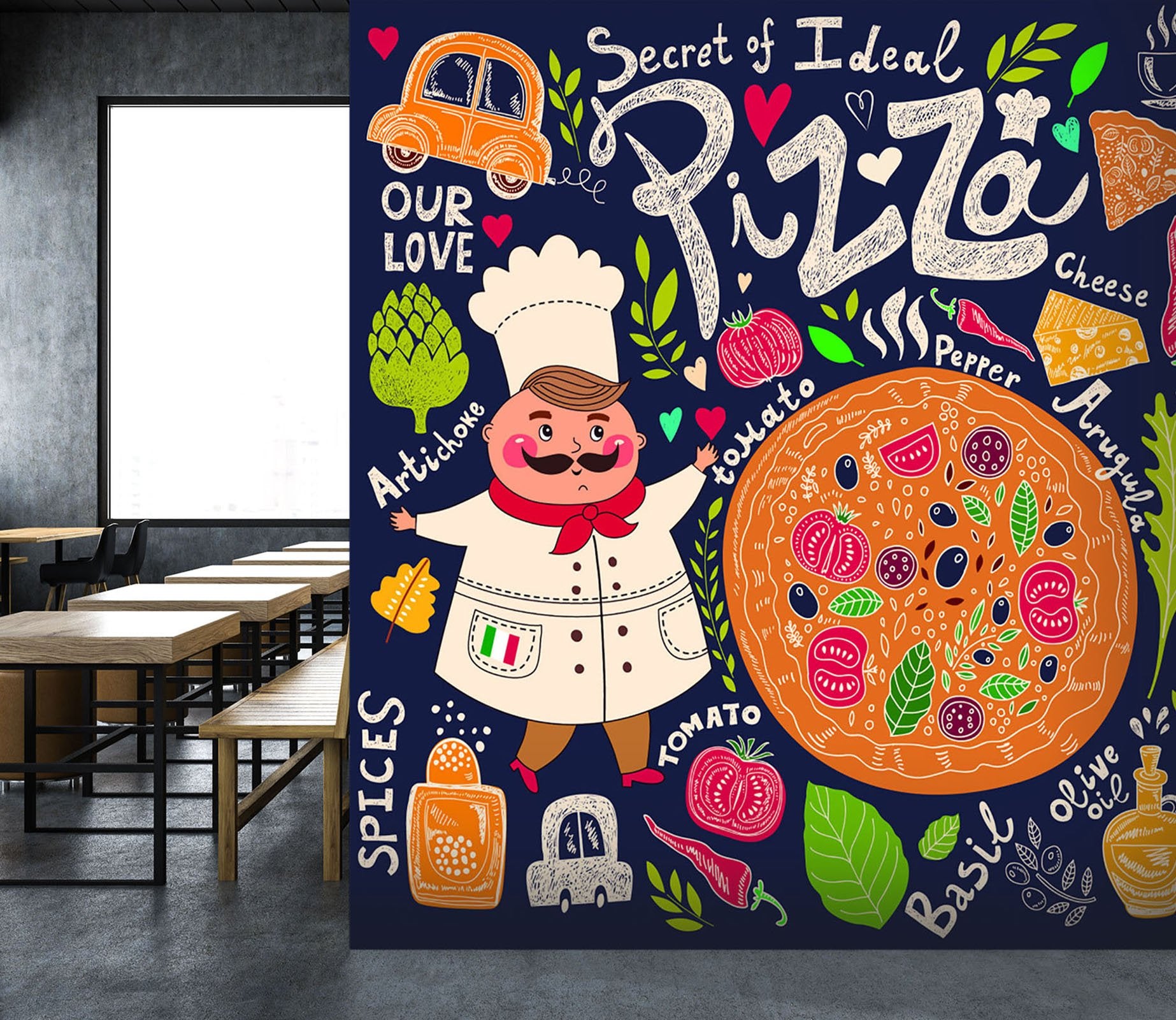 3D Pizza Chef Vegetable 29 Wall Murals Wallpaper AJ Wallpaper 2 
