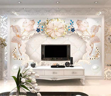 3D Diamond Flower 260 Wall Murals Wallpaper AJ Wallpaper 2 