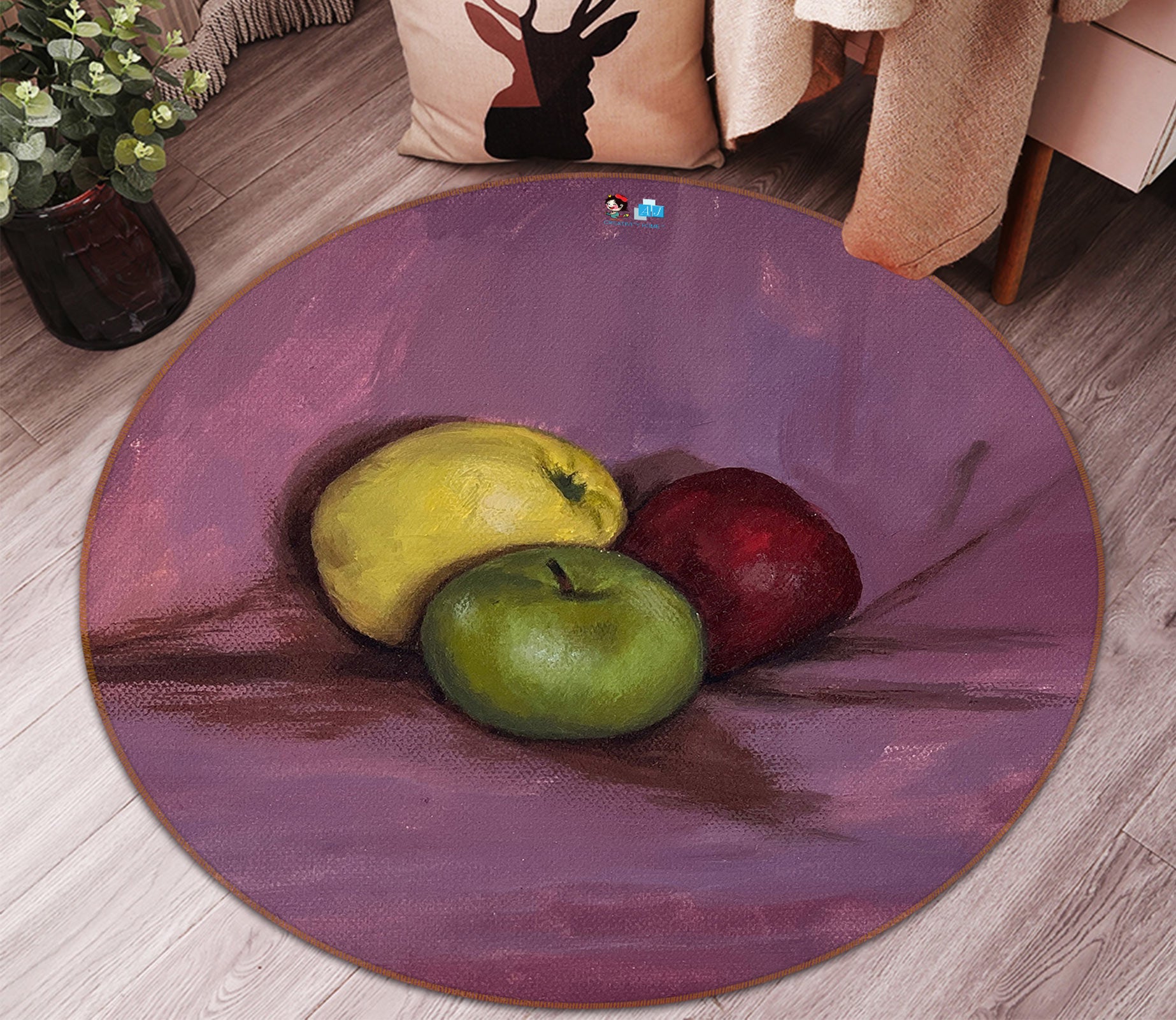 3D Fruit 9743 Marina Zotova Rug Round Non Slip Rug Mat