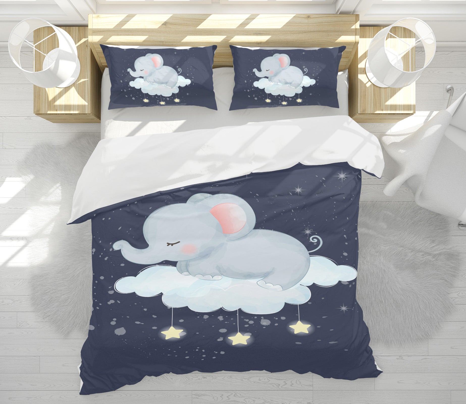 3D Elephant Cloud 64014 Bed Pillowcases Quilt