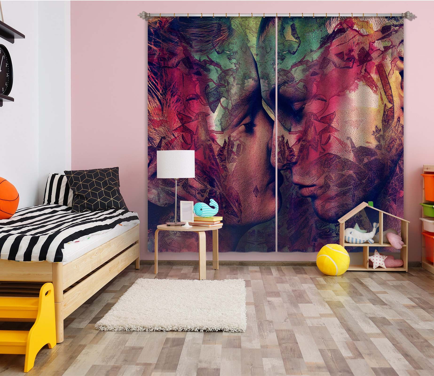 3D Graffiti Love 044 Marco Cavazzana Curtain Curtains Drapes