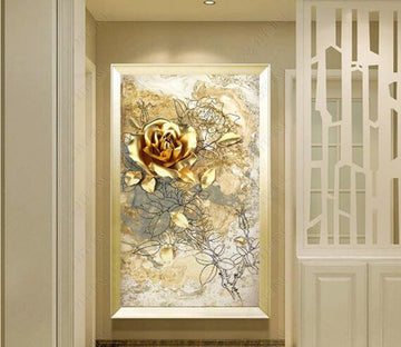 3D Golden Flower WC289 Wall Murals