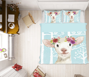3D Lamb Flower 001 Uta Naumann Bedding Bed Pillowcases Quilt