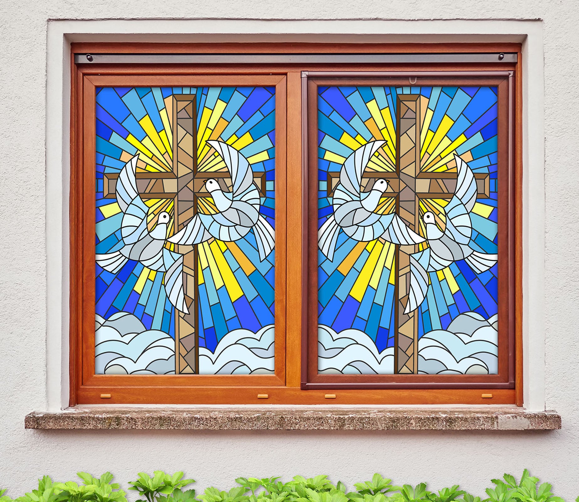 3D Pigeon Graphics 197 Window Film Print Sticker Cling Stained Glass UV Block