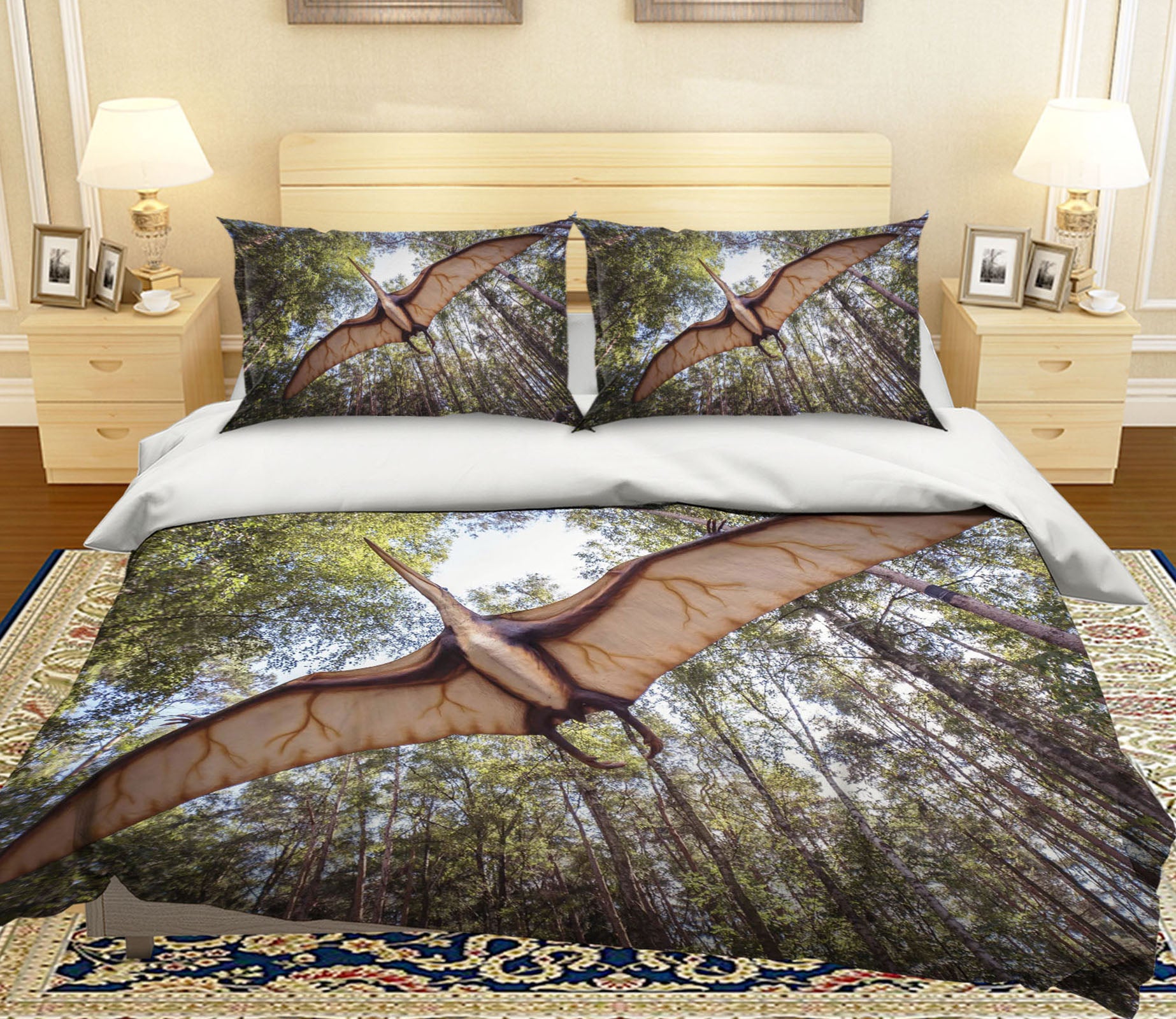 3D Forest Pterodactyl 1916 Bed Pillowcases Quilt