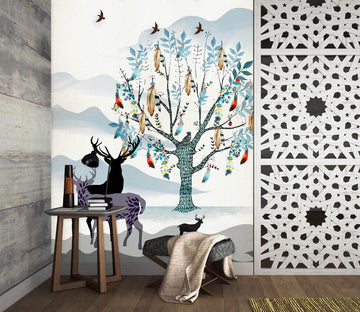 3D Forest Deer 052 Wall Murals