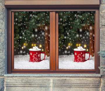 3D Snow Water Cup 31093 Christmas Window Film Print Sticker Cling Stained Glass Xmas