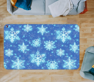 3D Blue Snowflakes 56203 Christmas Non Slip Rug Mat Xmas