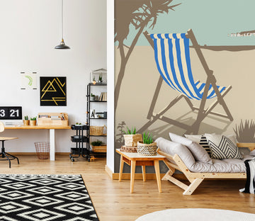 3D Bournemouth Blue Deckchair 1004 Steve Read Wall Mural Wall Murals