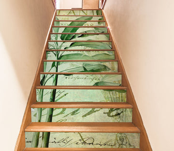 3D Green Leaves Branch 11016 Andrea Haase Stair Risers