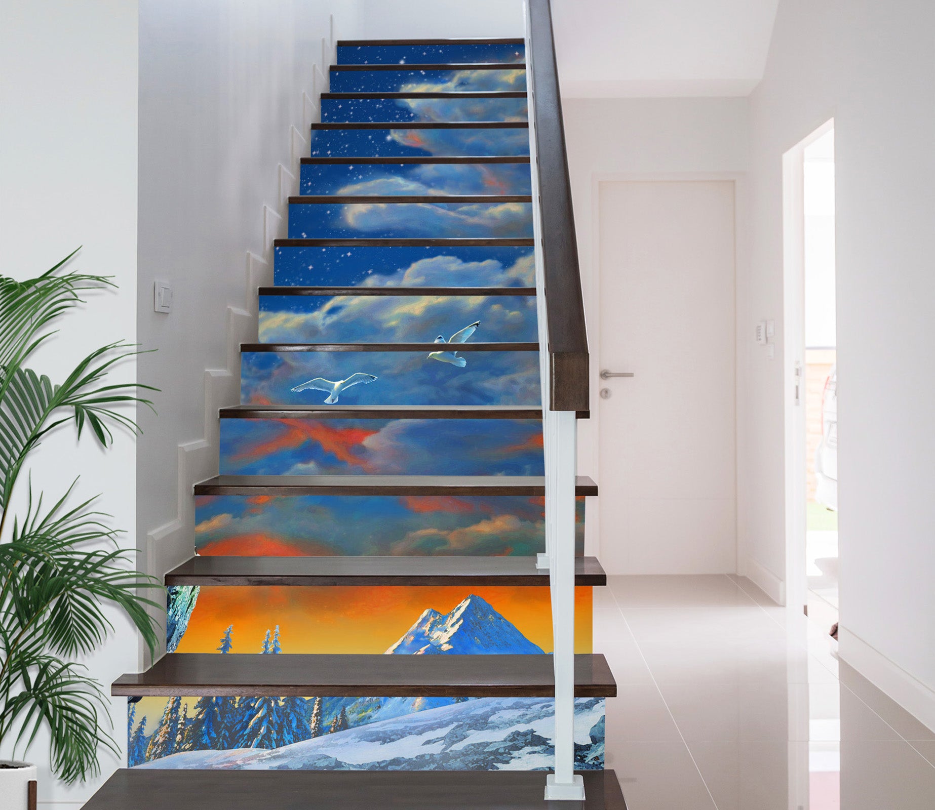 3D Snow Mountain Sky 96211 Adrian Chesterman Stair Risers