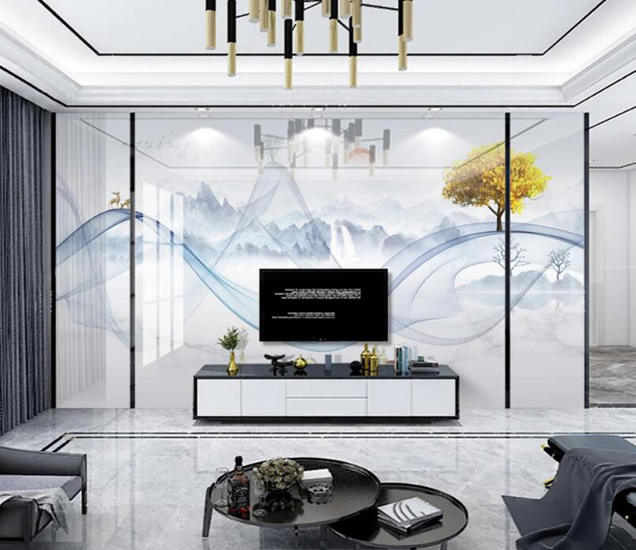 3D Blue Ribbon 298 Wall Murals