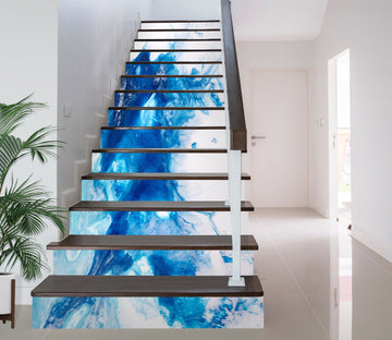 3D Blue Splattered Paint 294 Stair Risers