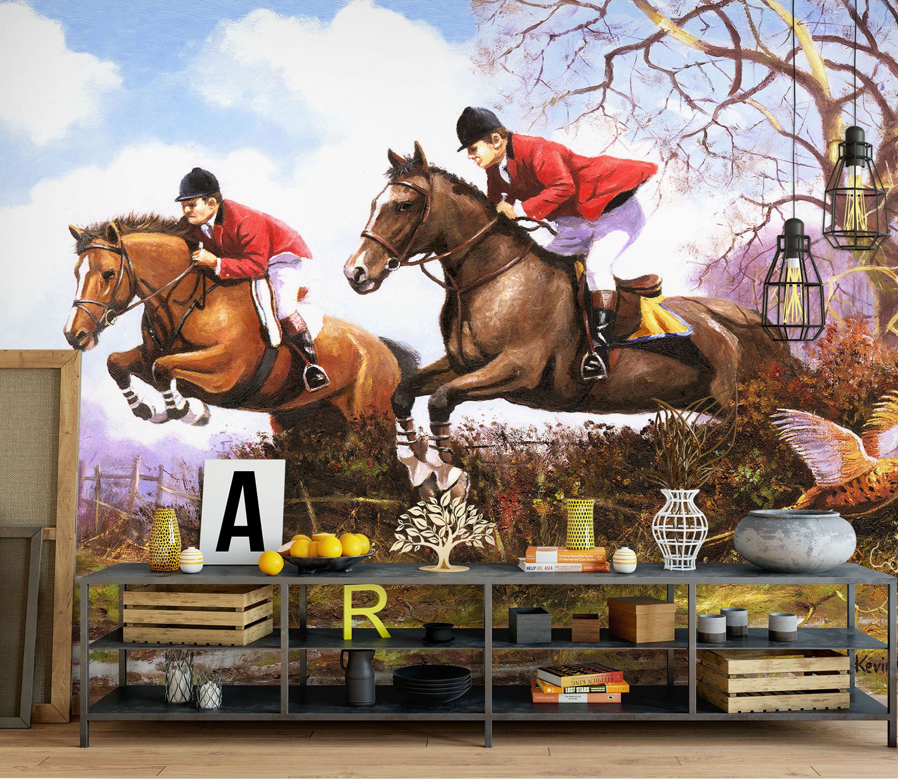 3D Horse Race 105 Kevin Walsh Wall Mural Wall Murals