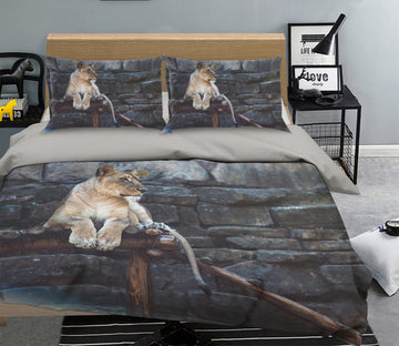 3D Lion Stone 027 Bed Pillowcases Quilt