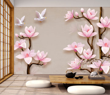 3D Pink Flowers 1466 Wall Murals