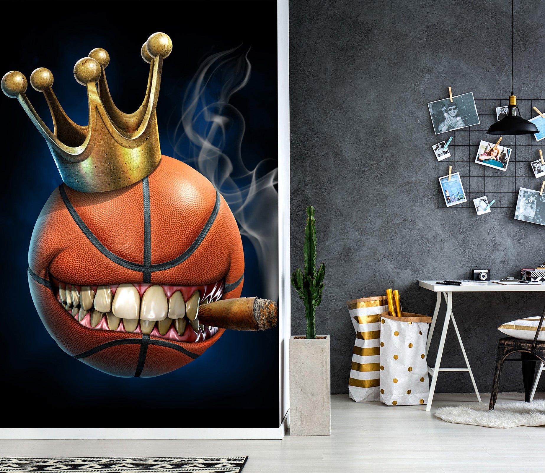 3D Crown Teeth Basketball 5010 Tom Wood Wall Mural Wall Murals