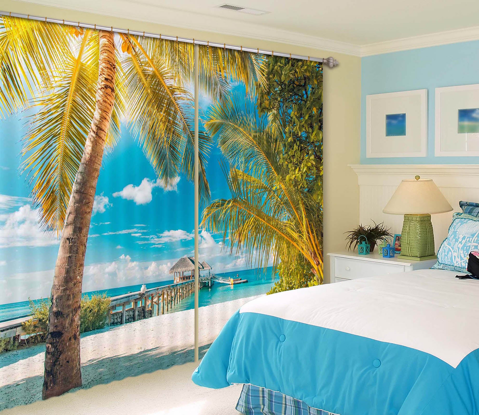 3D Coconut Palm Tree 114 Curtains Drapes