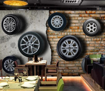 3D Arrange Tires 502 Wall Murals