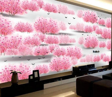 3D Pink Forest WC425 Wall Murals