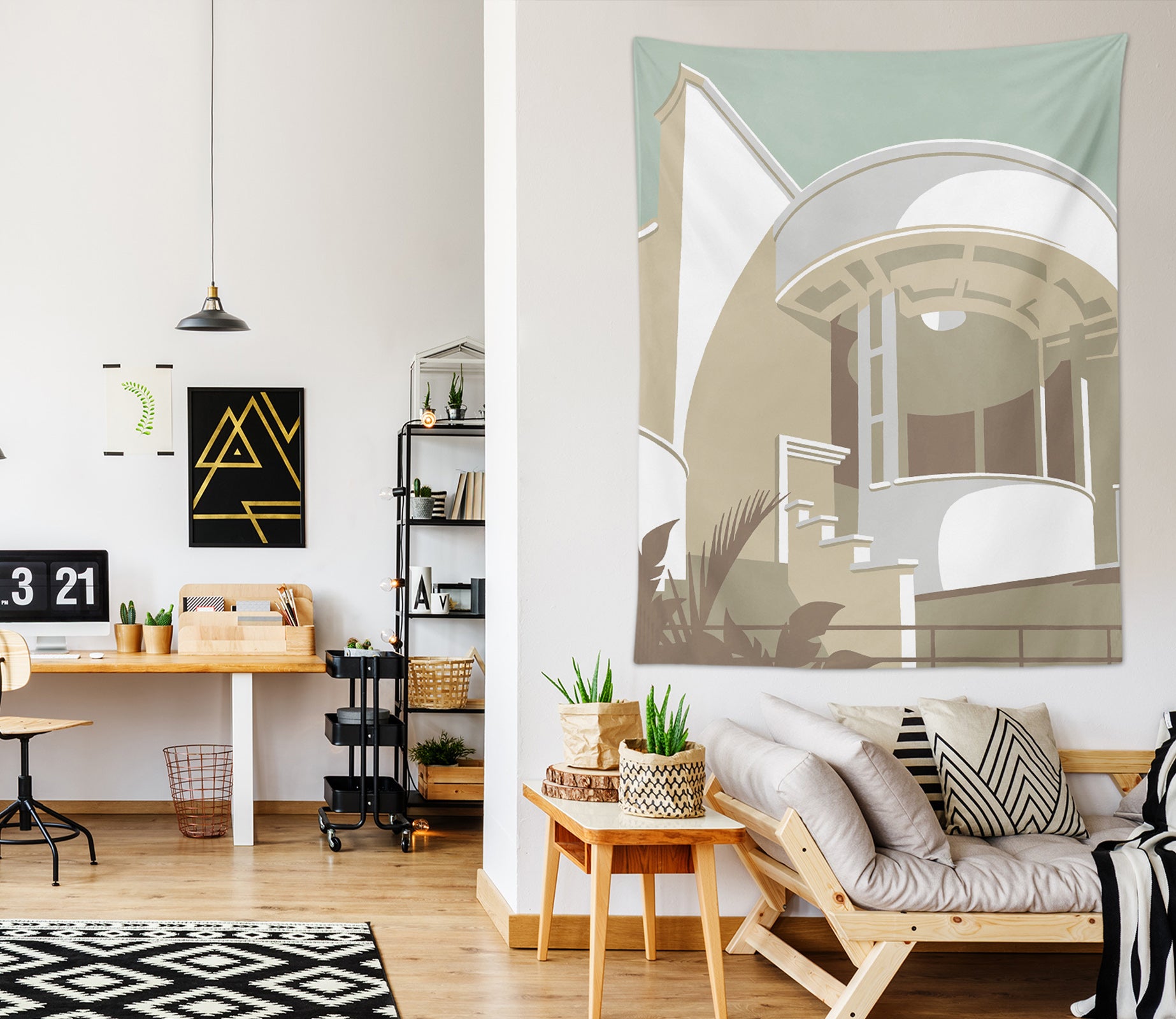 3D White Balcony 5393 Steve Read Tapestry Hanging Cloth Hang