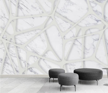 3D White Lines Staggered 2054 Wall Murals