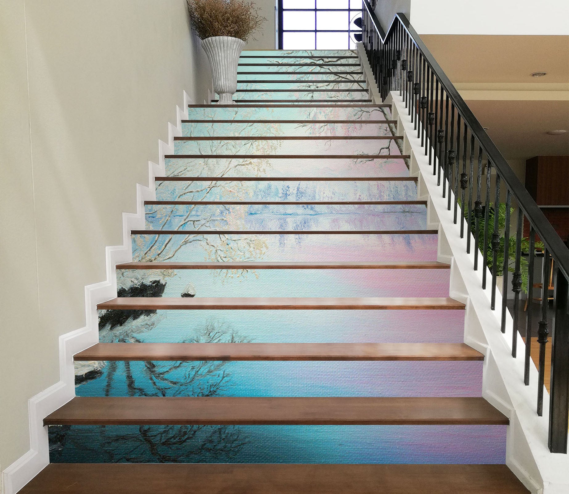 3D Snow Tree Lake 8828 Marina Zotova Stair Risers