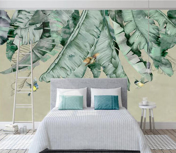 3D Green Leaf Bird WC2590 Wall Murals
