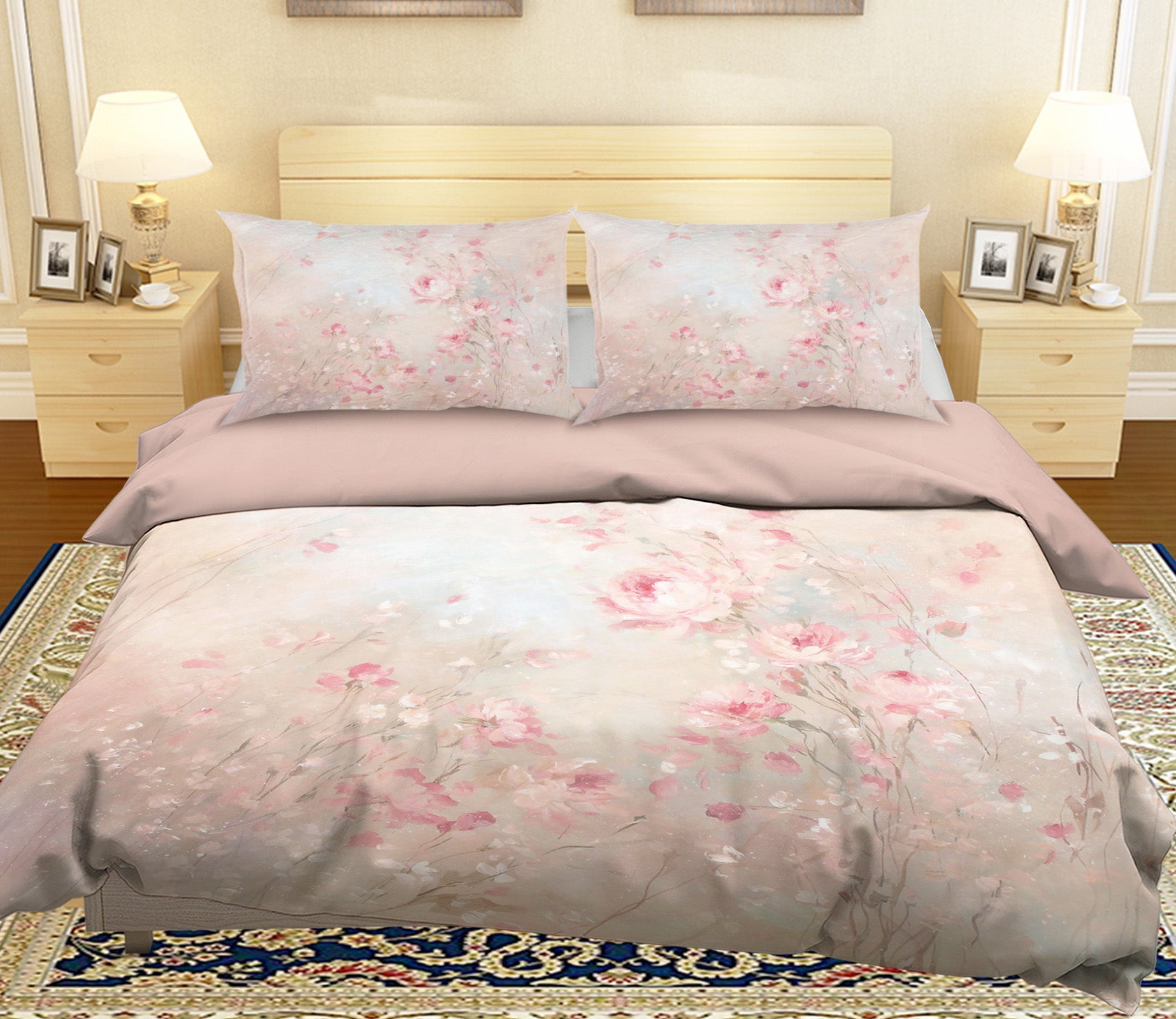 3D Pink Rose 026 Debi Coules Bedding Bed Pillowcases Quilt