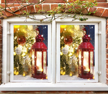 3D Candle 31051 Christmas Window Film Print Sticker Cling Stained Glass Xmas