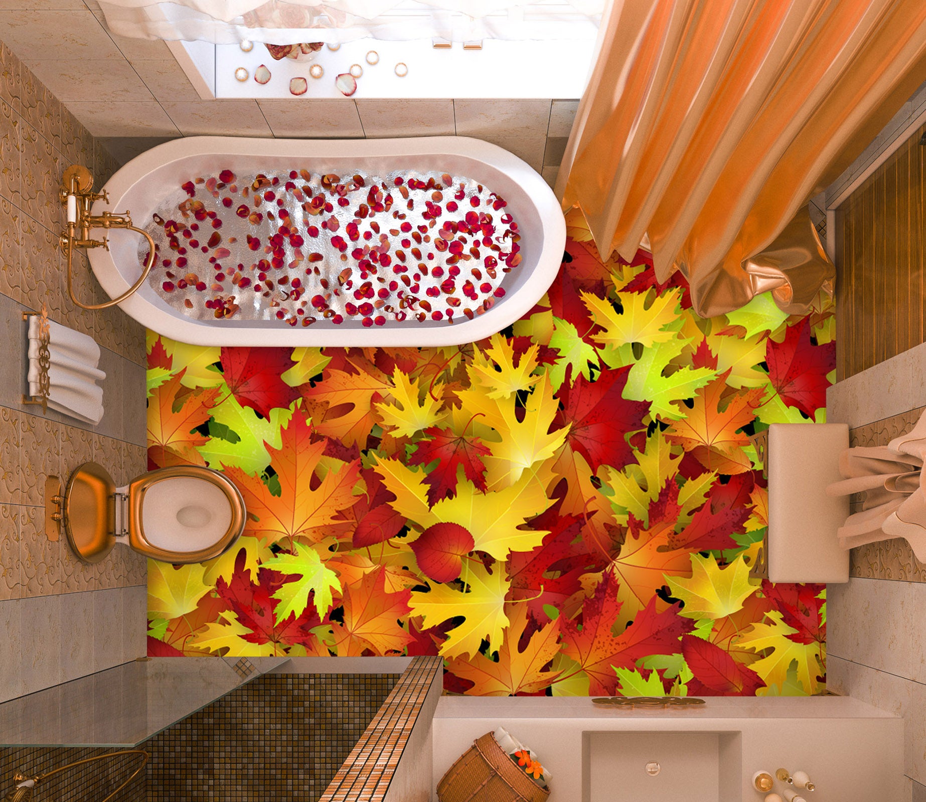 3D Autumn Maple Leaves 325 Floor Mural  Wallpaper Murals Rug & Mat Print Epoxy waterproof bath floor