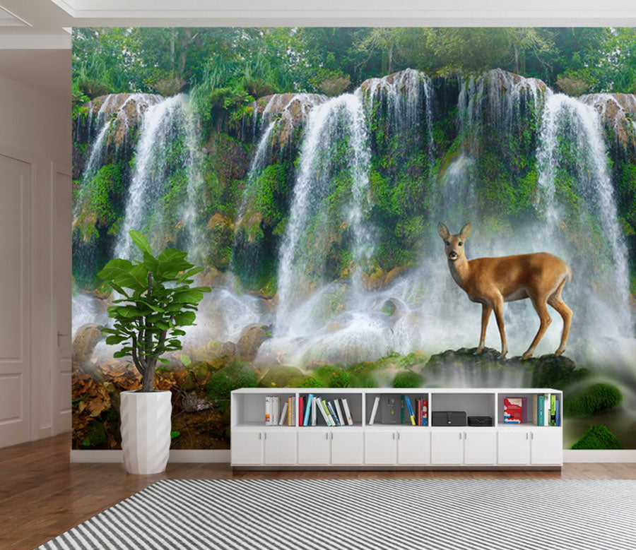 3D Fawn Falls 2096 Wall Murals