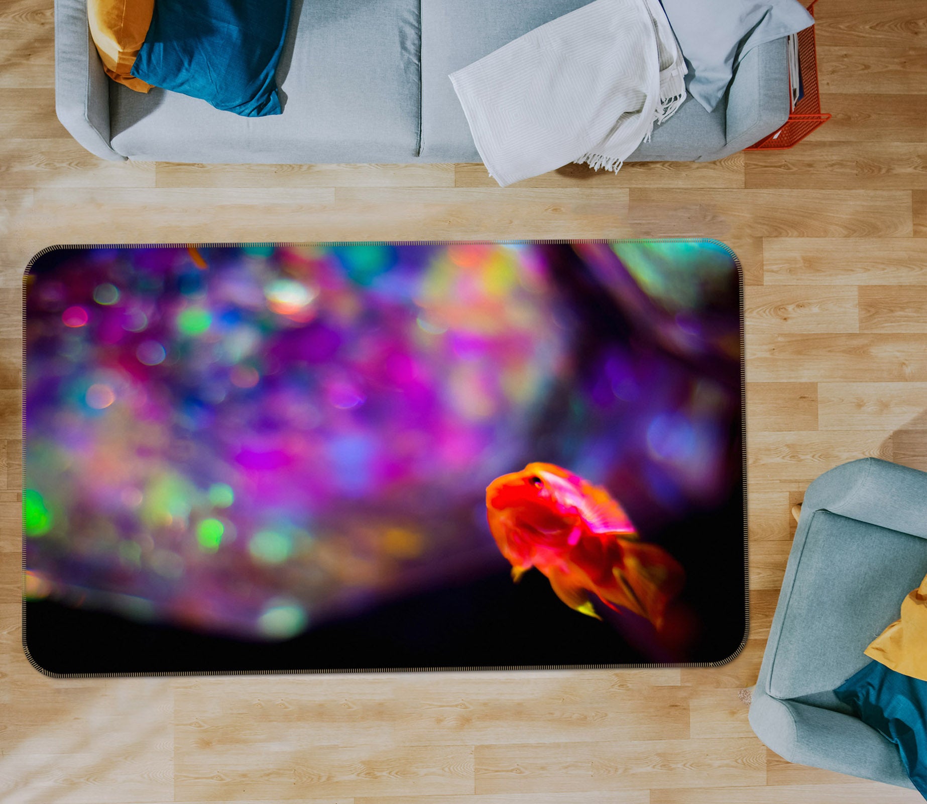 3D Colored Lights 1001 Noirblanc777 Rug Non Slip Rug Mat