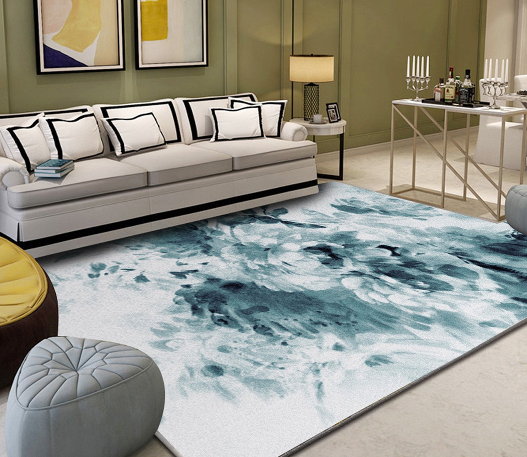 3DGray Flowers WG289 Non Slip Rug Mat Mat AJ Creativity Home 