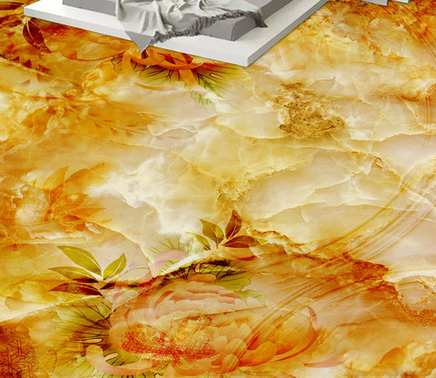 3D Yellow Flower WG027 Floor Mural Wallpaper AJ Wallpaper 2 