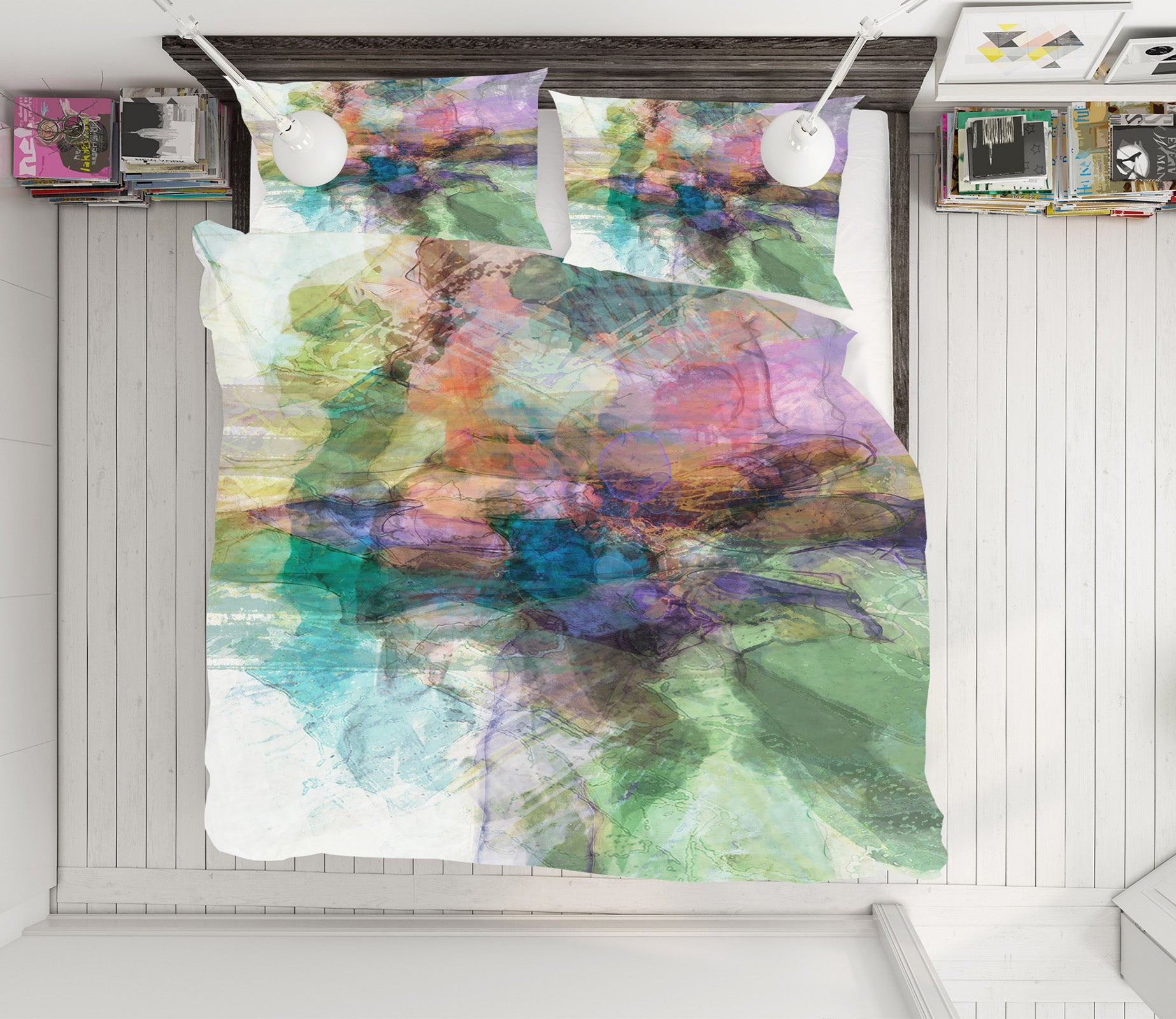 3D Green Abstract Painting 1032 Michael Tienhaara Bedding Bed Pillowcases Quilt